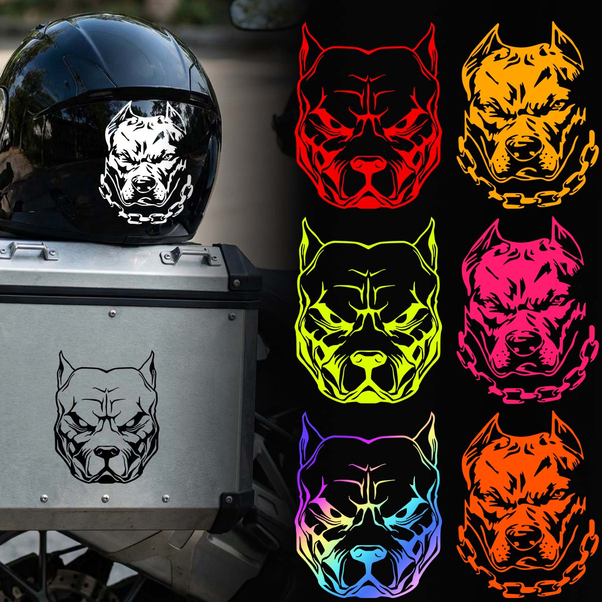 Motorcycle Gear For Dogs - Juego de 2 Pegatinas Multicolor de