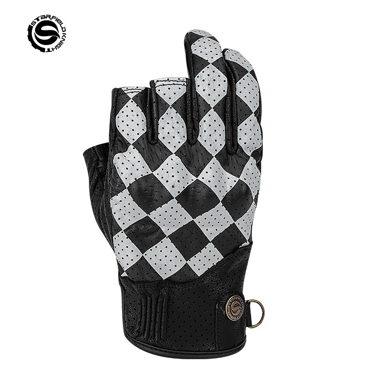 Motorcycle Gear White - Guantes de Motocicleta de Medio Dedo