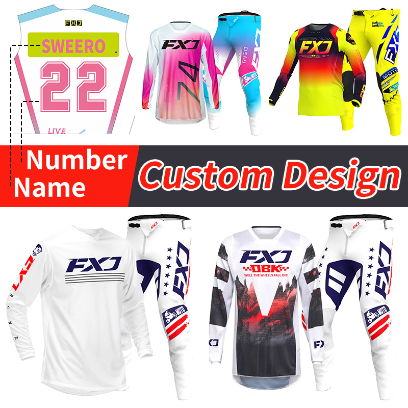 Motorcycle Gear White - Conjunto de Jersey y Pantalones de