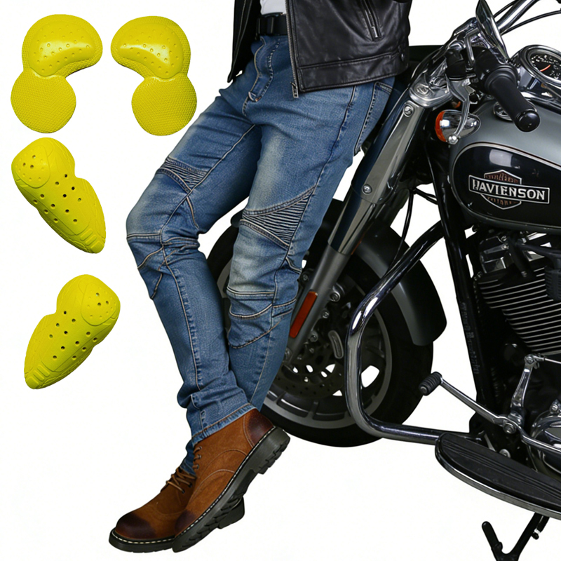 Motorcycle Gear Jeans - Pantalones de Motocicleta para Hombre, Azules,